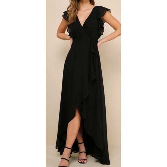 Lulu's XL Ravishing Charm Black Ruffled Wrap High-Low Maxi Dress
NEW B69 - Picture 1 of 10